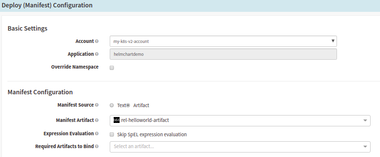 Deployment (manifest) configuration in Spinnaker pipeline