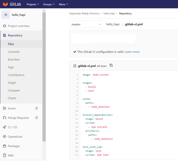 Sample build pipeline in GitLab