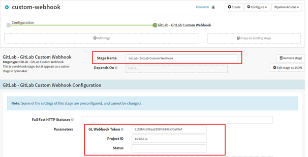 Configure Spinnaker CI/CD pipeline for the Custom Webhook Stage