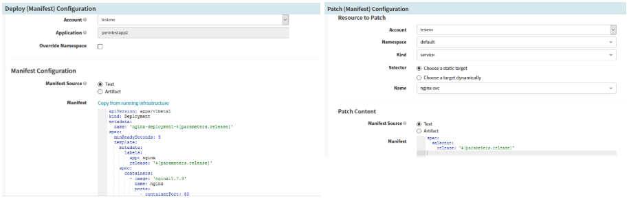 Patch Stage in Spinnaker for service to switch traffic on Blue deployment on Kubernetes