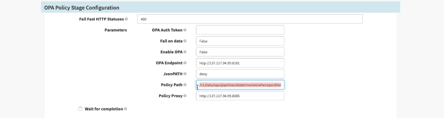 Example of dynamic policy that can be easily enforced while creating pipelines in Spinnaker