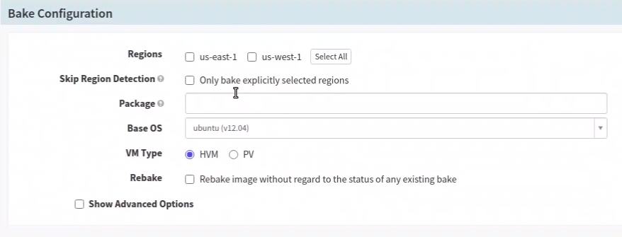 Setup Bake Configuration stage for AWS AMI in Spinnaker pipeline