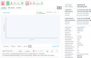 Autopilot Dashboard - Summary section of the Log Analysis page (Logs and Metrics)